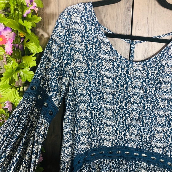 _🌼3/$30🌼Vintage Havana Printed Long Sleeve Open Back Top Medium - Picture 9 of 16